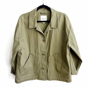 Madewell Olive Green Cropped Utility Jacket Boxy Cotton XL